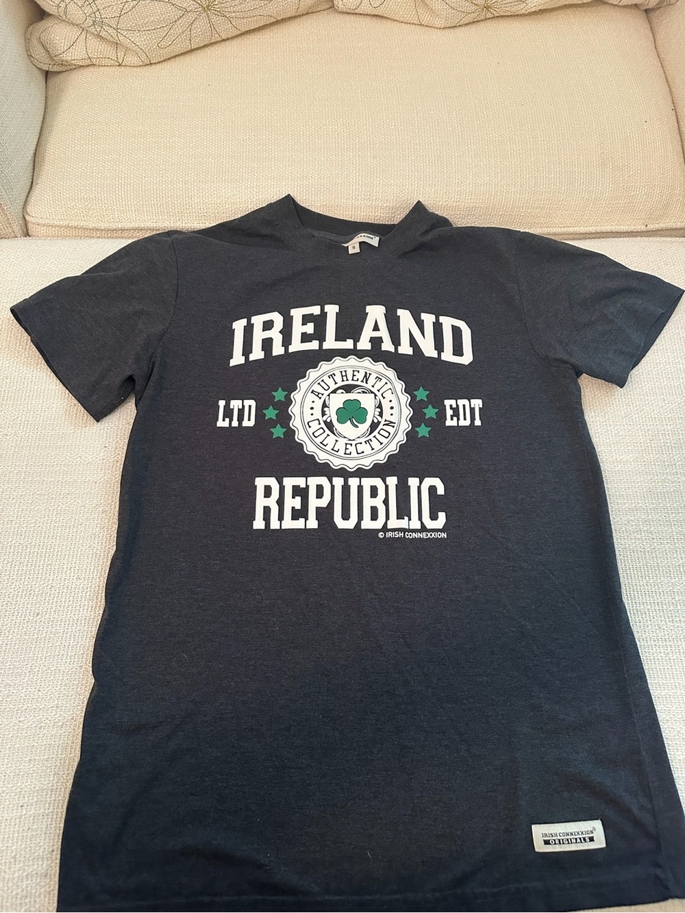Ireland Republic Graphic T‑Shirt - Gray with Green & White Print from Ireland